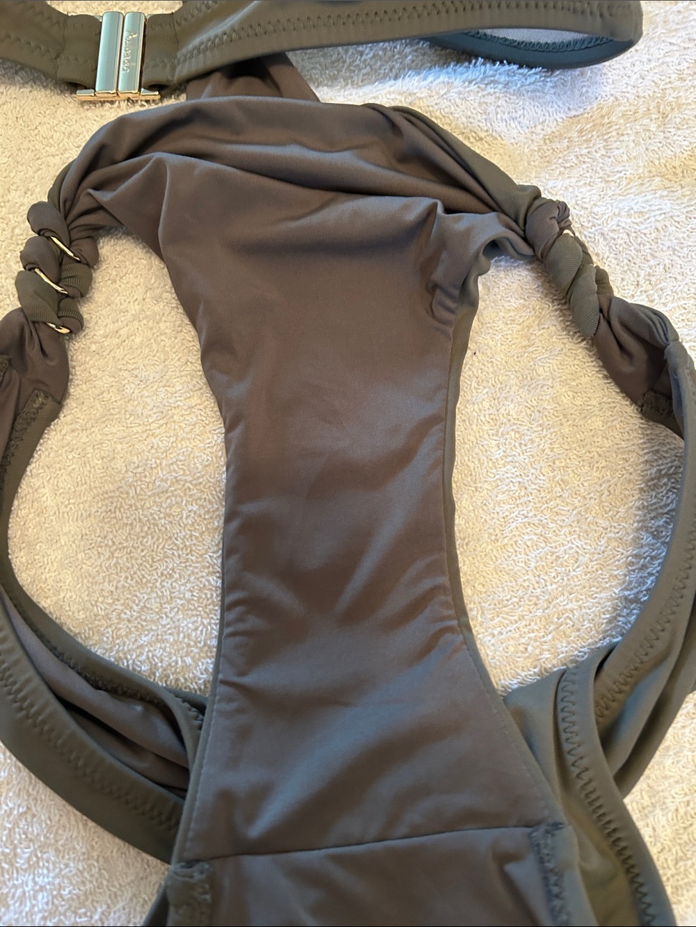 Aubade Olive Green womens One-Piece Swimsuit with Halter Tie - Picture 5 of 11